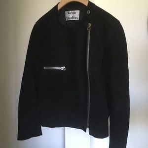 ACNE asymmetrical black suede jacket